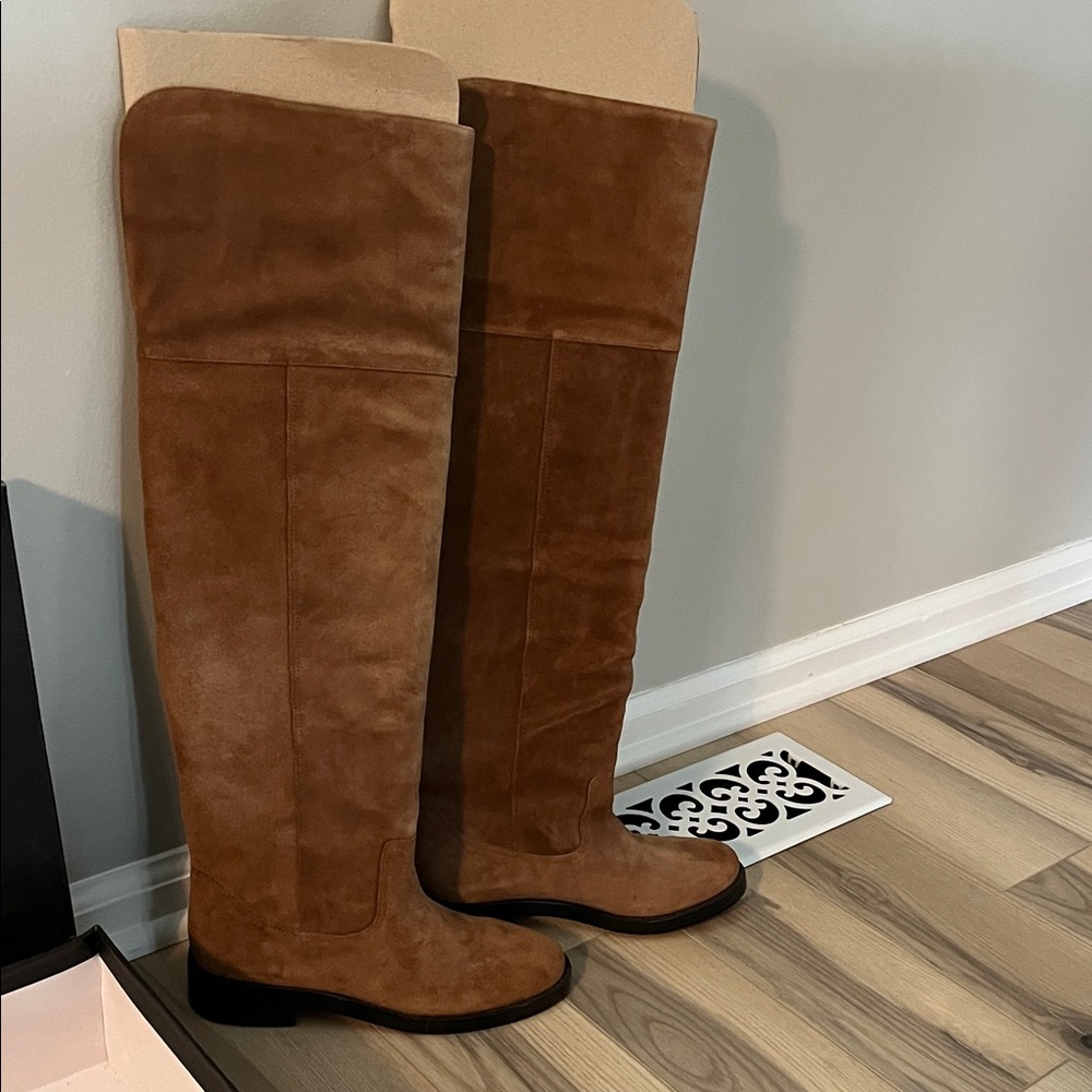 NIB J. Crew Tan Suede over the knee boots size 7